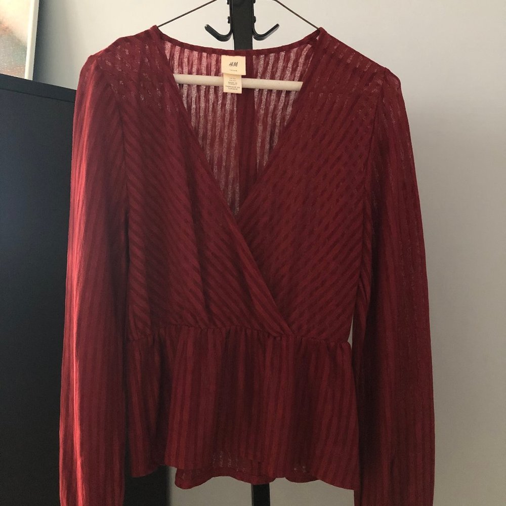 H&M Red Wrapover Top - Picture 2 of 3